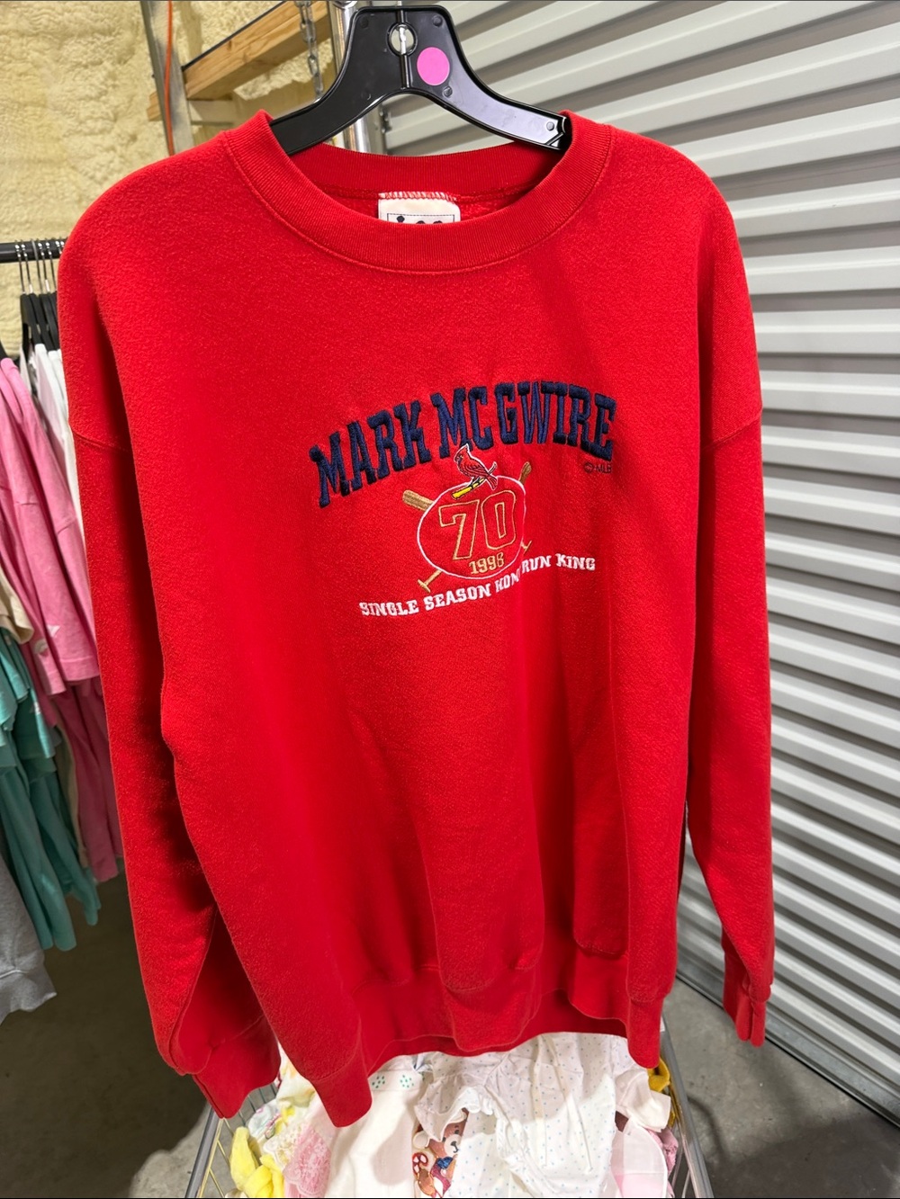 1998 Home Run King Lee Red Crewneck Sweatshirt Cardinals L